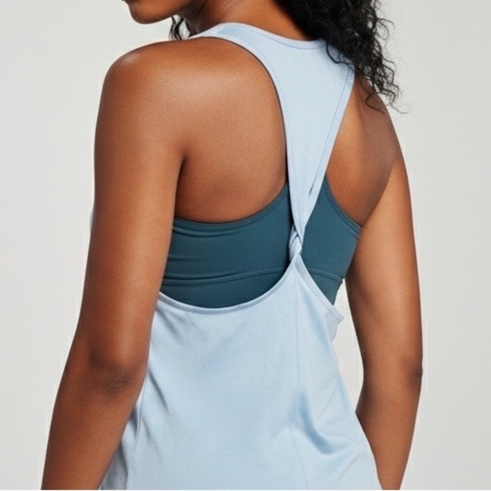 Forever 21 Light Blue Racerback Tank Top Athletic Workout Shirt Womens S